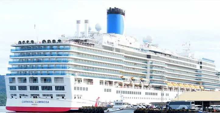 Cruise Liner Carnival Luminosa berth at Kings Wharf on April 18, 2023. Photo: Ronald Kumar