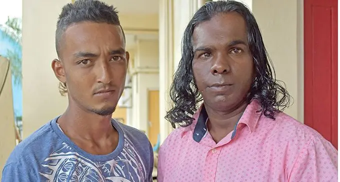 Tanzil Shah (left) with Bal Krishna in Labasa on June 7, 2019. Photo: Shratika Naidu
