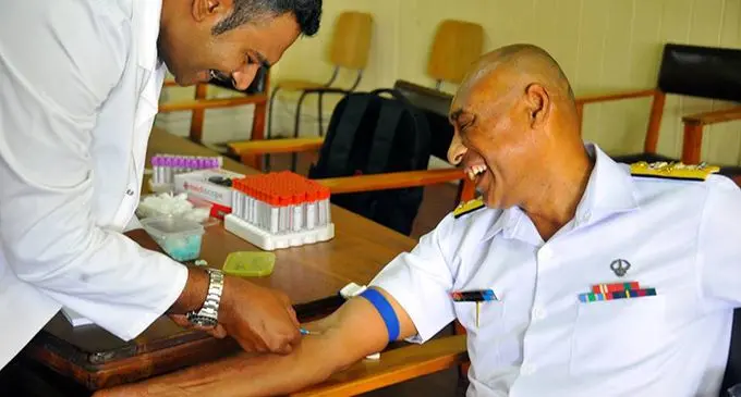 Republic of Fiji Military Forces Commander Rear Admiral Viliame Naupoto  undergoing tests.