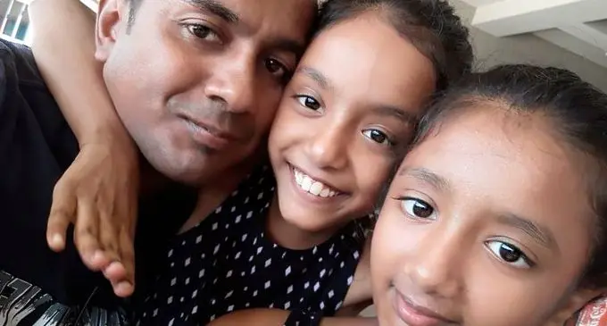 Salvin Singh in an earlier photo with his daughters Sanah and Samarah before the girls were found dead at the Nausori Highlands.