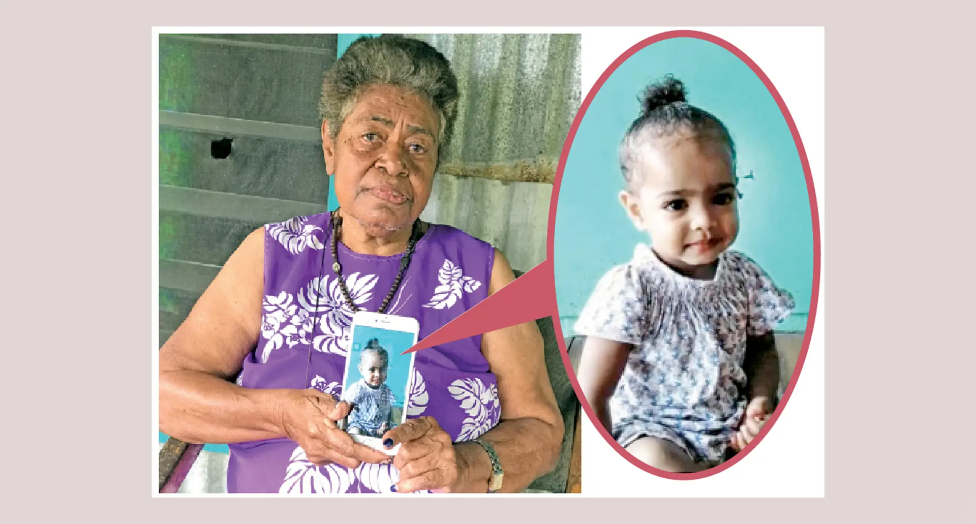 Ranadi Naqelevuki with a picture of her two-year-old granddaughter, Julia Elain at their home in Nadonumai Road. Photo: Kelera Sovasiga INSET On RIght: Two-year-old Julia Elain  