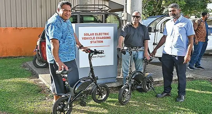 Electronic bikes handed over to the University of the South Pacific security team.