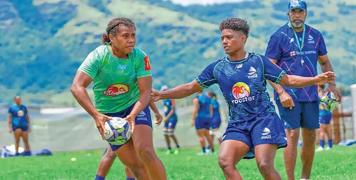 Fijian Drua's Josivini Naihamu during training under the watchful eyes of head coach Ifereimi Rawaqa at the Drua homebase in Legalega, Nadi, on March 4, 2025. Photo: Fijian Drua