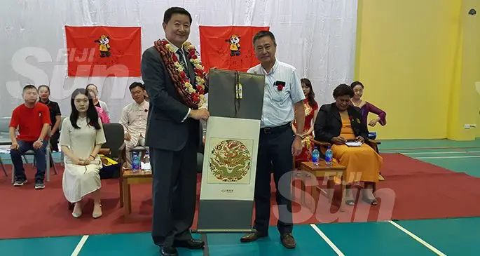 The delegation from Jiangsu Province at the Yat Sen Hall yesterday morning. They will be teaching art, music and martial arts. Photo: Shalveen Chand