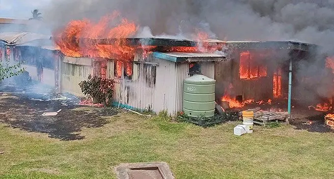 A concrete and wooden house, consisting of three flats up in flames at Nasoki Street, Lautoka on September 9, 2024.