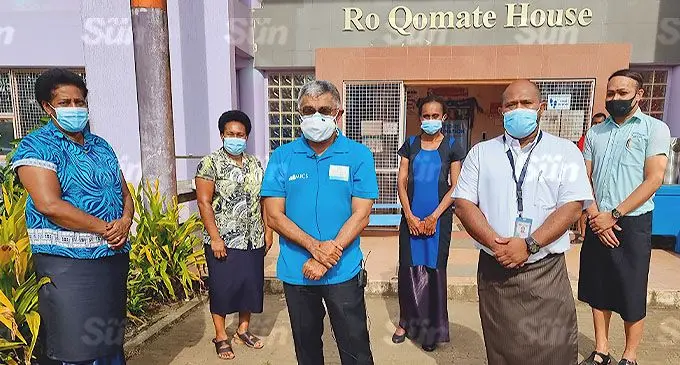 Permanent Secretary for Health and Medical Services, Dr James Fong (third from left), along with health officials outside Ro Qomate House in Labasa on December 29, CONTINUES ON PAGE 5 2021. Photo: Sampras Anand