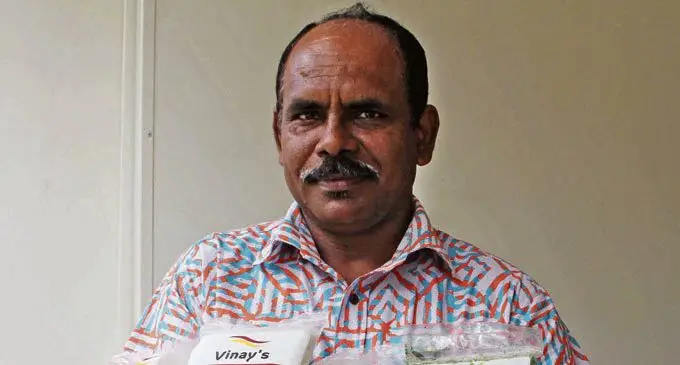 Madhuwan Reddy of Waqele in Labasa with some of his exported items.  Photo: Wati Talebula
