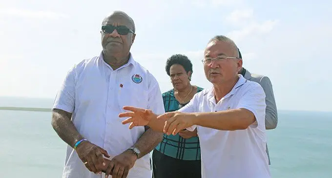 Northern New City Tourism Development Pte Limited Ma Xianlin showing Deputy Prime Minister and Minister for Trade, Micro, Small and Medium Enterprises, Communications Manoa Kamikamica the initial stages of work done at Korovatu, Labasa on November 14, 2024. Photo: Shratika Naidu