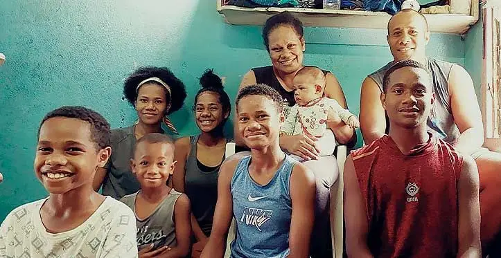 Timoci Vuniamatana with his family in Nadi.