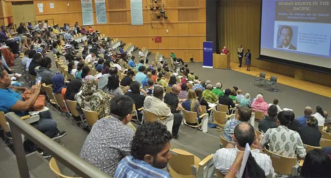 Students in a Lecture Theatre at the University of the South Pacific in Suva.