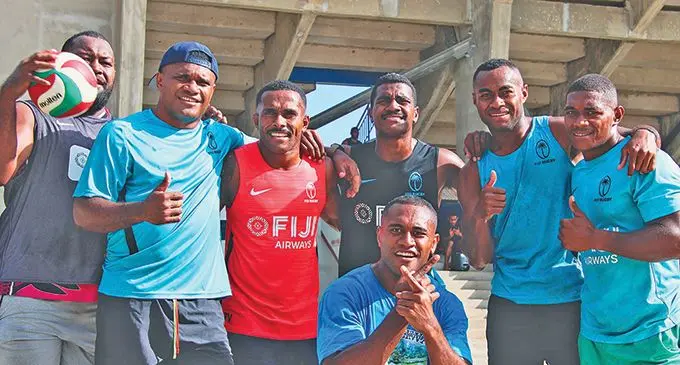 Fiji Airways Fiji men’s rugby sevens players in Sigatoka.  Photo: FRU Media 