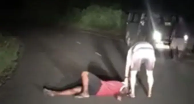 A drunk man lies sprawled on the Wainibokasi-Nasali Road.