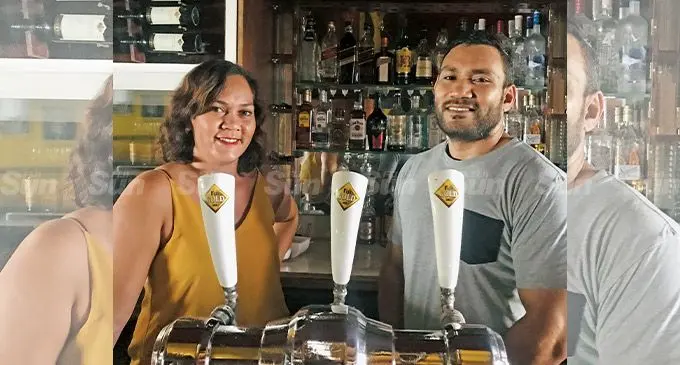 Caroline Wainiqolo Cooke with her brother Donald Wainiqolo at the Down Under Pub. Photo: Laisa Lui