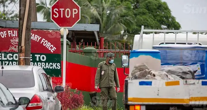 Queen Elizabeth barracks was cordoned off this morning. Photo: Leon Lord 
