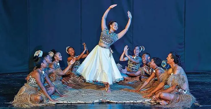 Senior dancer Evangeline Kumar(middle) performs a number with the VOU dance group.