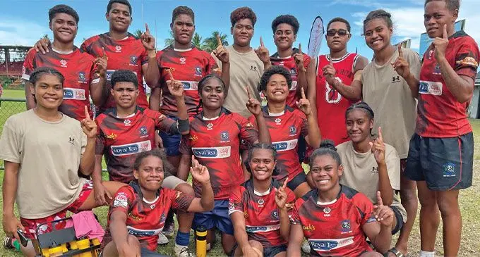 The Lilian Amazons women’s 7s team during the Nataleira 7s at Ratu Cakobau Park last month.  Photo: Ioane Asioli