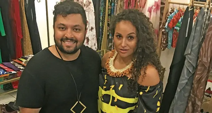 Fashion Council of Fiji chairperson Faraz Ali with Angela Stadelmann during a photoshoot. Photo: Maraia Vula