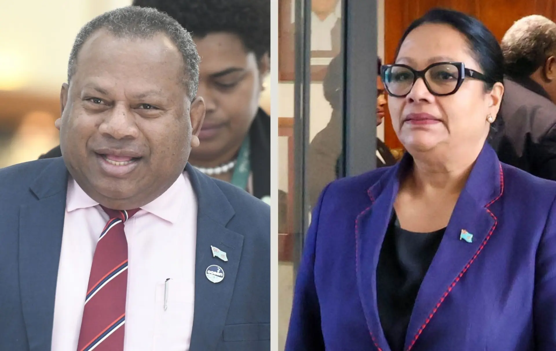 Leader of the Opposition Inia Seruiratu and Premila Kumar.