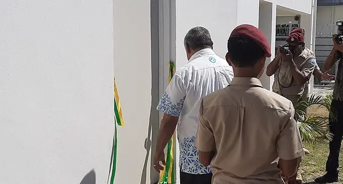 Commissioner of the Fiji Corrections Service (FCS) Commander Francis Kean during a tour of the Lautoka Remand Centre visitors room. Photo: Salote Qalubau