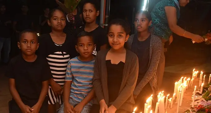 Students of Nadi Sangam School during the prayer vigil at the Nadi Handicraft Centre on August 30, 2019. Photo: Waisea Nasokia.