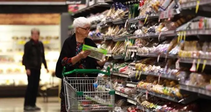 Photo taken on March 17, 2020 shows the seniors shopping at a Woolworths supermarket in Canberra, Australia. (Xinhua/Chu Chen)