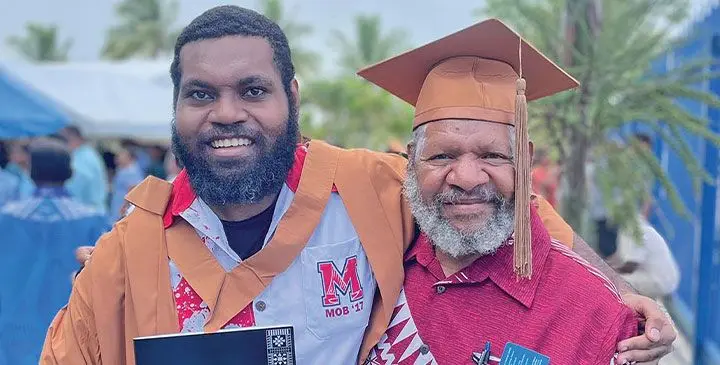 Gus Minibi with his father Yu Minibi. Photo: Rariqi Turner