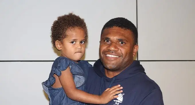 Fijian men’s rugby sevens forward Tevita Daugunu at Nadi International Airport on August 4, 2022. Photo: FRU Media 