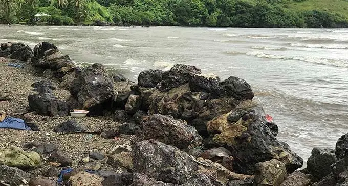 What remains of the first seawall built by the villagers of Natawa. Photo: Kelera Sovasiga