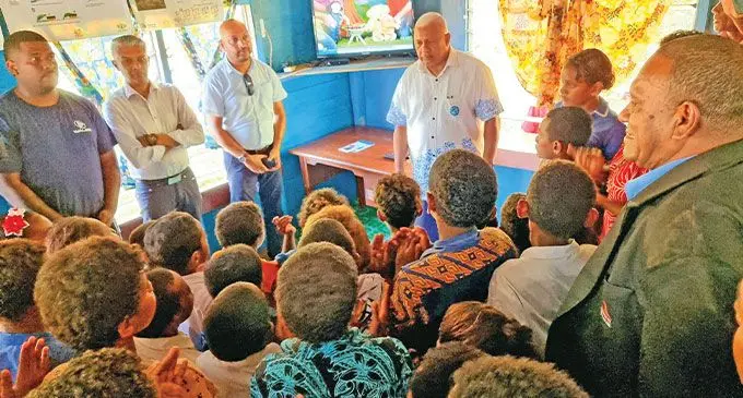 Prime Minister Voreqe Bainimarama commissioned the Walesi Digital Television Initiative for students of Nasasa District School in Nadogo, Macuata on September 13, 2022. Photo: Sampras Anand