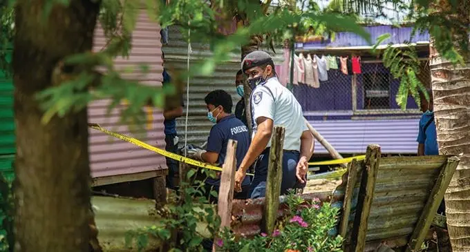 Police cordoned off the home where the stabbing incident took place at Rifle Range in Vatuwaqa on October 24, 2021.. Photos: Leon Lord