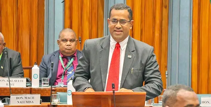 Minister for Lands and Mineral Resources, Filimoni Vosarogo in Parliament earlier this month. Photo: Parliament of Fiji