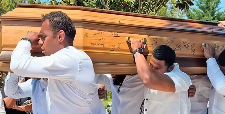 Former Flying Fijians and Castres lock Leone Nakarawa (left) with other pallbearers during the church service for the late Josaia Raisuqe in Castres, France on May 18, 2025. Photo: Jiuta Wainiqolo