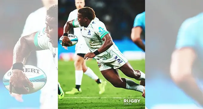 Swire Shipping Fijian Drua hooker Tevita Ikanivere on attack against the Waratahs on February 18, 2022. The 22-year-old who is also the former Fijian Under-20 captain is confident of upsetting Brumbies on Saturday if they are able to maintain possession and convert it into points. Photo: Rugby.com.au