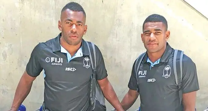 Fiji Airways Fijian 7s players (from left) Amenoni Nasilasila, Sevuloni Mocenacagi, Apenisa Cakaubalavu and Waisea Nacuqu at the Los Angeles International Airport, USA, on July 3, 2018.  Photo: SouthBay Davui