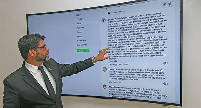 Attorney-General and Minister for Economy Aiyaz Sayed-Khaiyum participating in the first online 2019/2020 National Budget Consultation session held in Suva on March 6, 2019. Photo: DEPTFO News