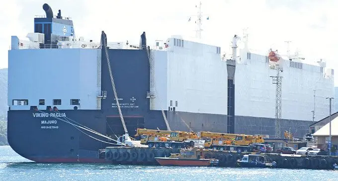 Vehicle carrier Viking Paglia berth at Kings wharf on May 21, 2024. Photo: Ronald Kumar