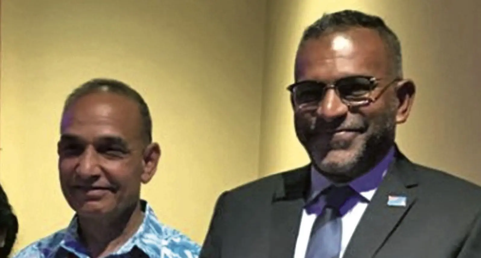 India’s Minister of State for Human Resource Development (Higher Education), Satya Pal Singh with Minister for Industry, Trade, Tourism and Mineral Resources, Faiyaz Koya at the at the 20th Commonwealth Education Ministers Meeting  at the Sheraton Fiji Resort on February 20, 2018.   Photo: Satya Pal Singh / Twitter