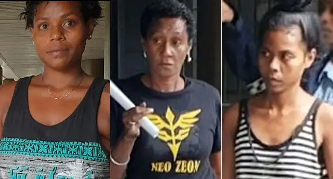L-R: Anaseini Natoma, Sainiana Ratu and Abigail Low at the Magistrates Court in Lautoka on March 31, 2020.  Photo: Nicolette Chambers 