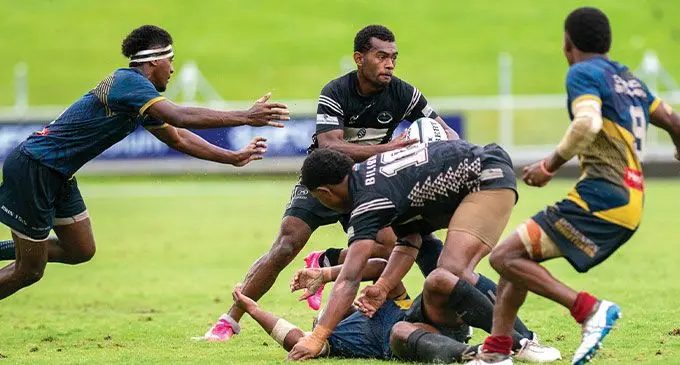 Action between Ca’au and Dominion Brothers during the Fiji Sports Council Under-20’s last leg at the HFC Bank Stadium on November 30, 2024. Photo: Josua Buredua