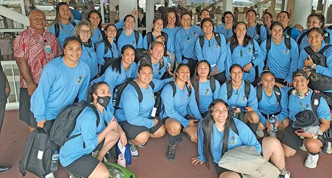 New Zealand Wahine XVs women's rugby team at thee Nadi International Airport on September 14, 2022. They play the Rooster Chicken Fijiana XVs tomorrow, September 16, 2022. Photo: Waisea Nasokia 
