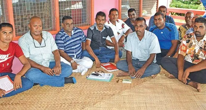 Labasa and Savusavu Carrier Operators Association president Samuel Jeet (third from the left) with some operators during a meeting at Vunika in Labasa on February 15, 2018.  Photo: Shratika Naidu