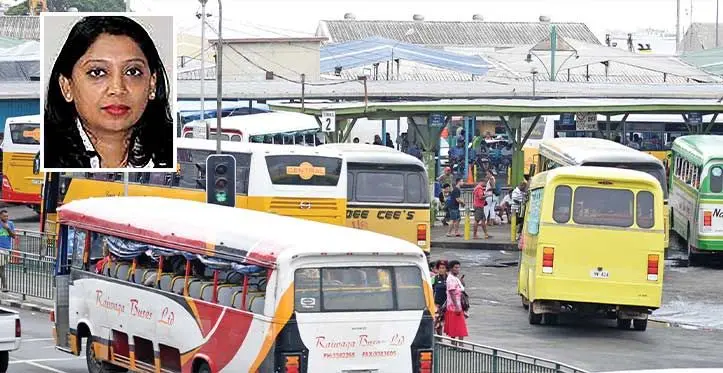 Suva Bus stand. Photo: Ronald Kumar/Inset: Consumer Council of Fiji (CCoF) Chief executive officer, Seema Shandil