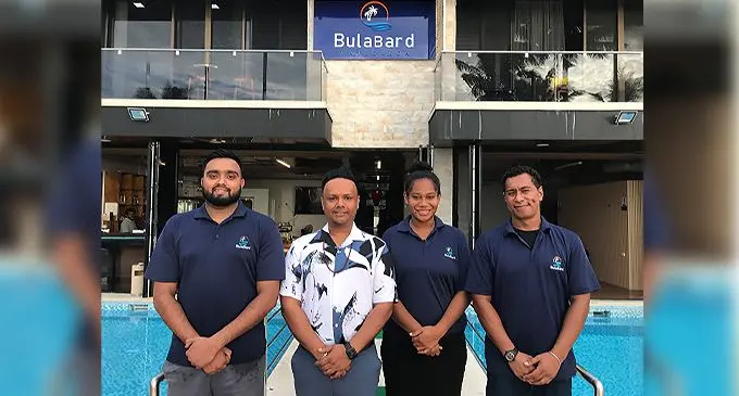 Hotel BulaBard staff and management from left: Mohammed Sofiyan, director Alen Ram, Molina Tabuya and Joshua Loki. Photo: Waisea Nasokia.