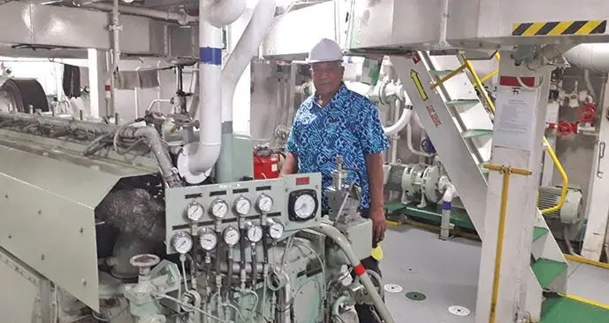  Viliame Oioi inside the engine room.