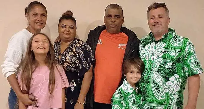 The Govind family with the McLead family. Photo: Waisea Nasokia.