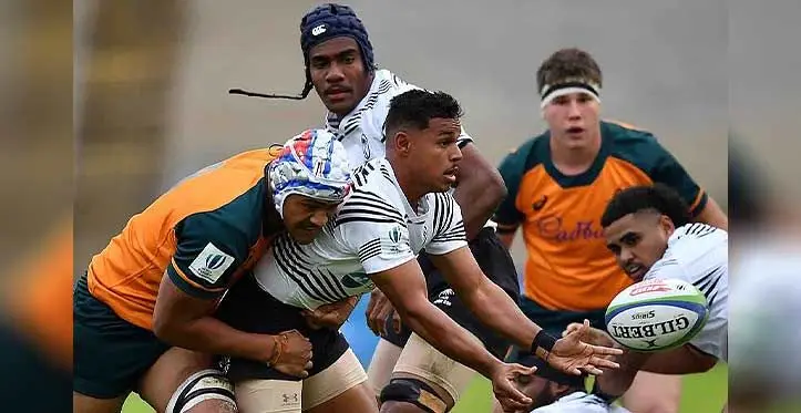 Fiji U20 halfback Philip Base la la against Australia during the World Rugby Under-20 Championship. Fiji lost 37-46. Photo: World Rugby