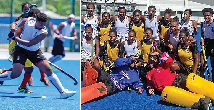 Team Fiji hockey player Zayne Ah Yuk in action against Vanuatu on November 30, 2023 in the Pacific Games in Honiara. Fiji won and Team Fiji women's hockey team in Honiara, Solomon Islands. Photo: Sereana Salato