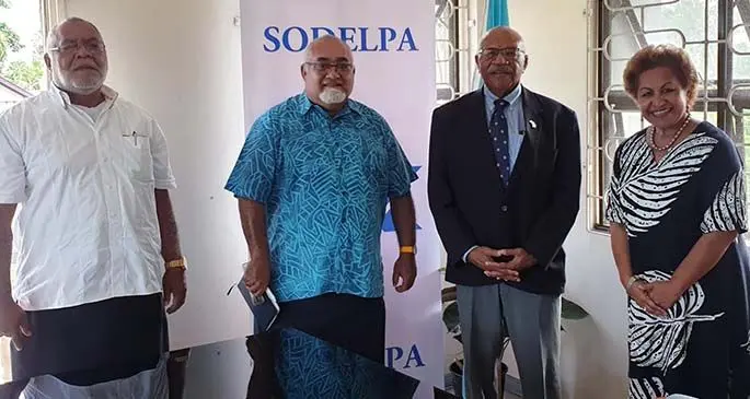 Acting Vice Presidents: Ratu Epenisa Cakobau and Ratu Jone Lesuma, myself and the Party Leader Hon. Maj. Gen. (Ret'd) Sitiveni Rabuka after the search by FICAC at the SODELPA Headquarters.