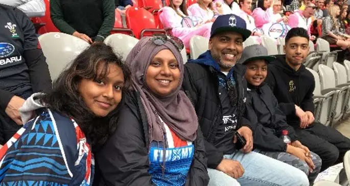 The Sahib family at BC Place Stadim in Vancouver, Canada.Photo: Subarmani Reddy
