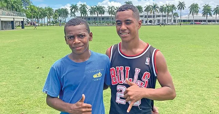 Waisale Koro (left) and Matthew Tawake following their selection at Albert Park, Suva on February 23, 2023. Photo: Darren Harvey